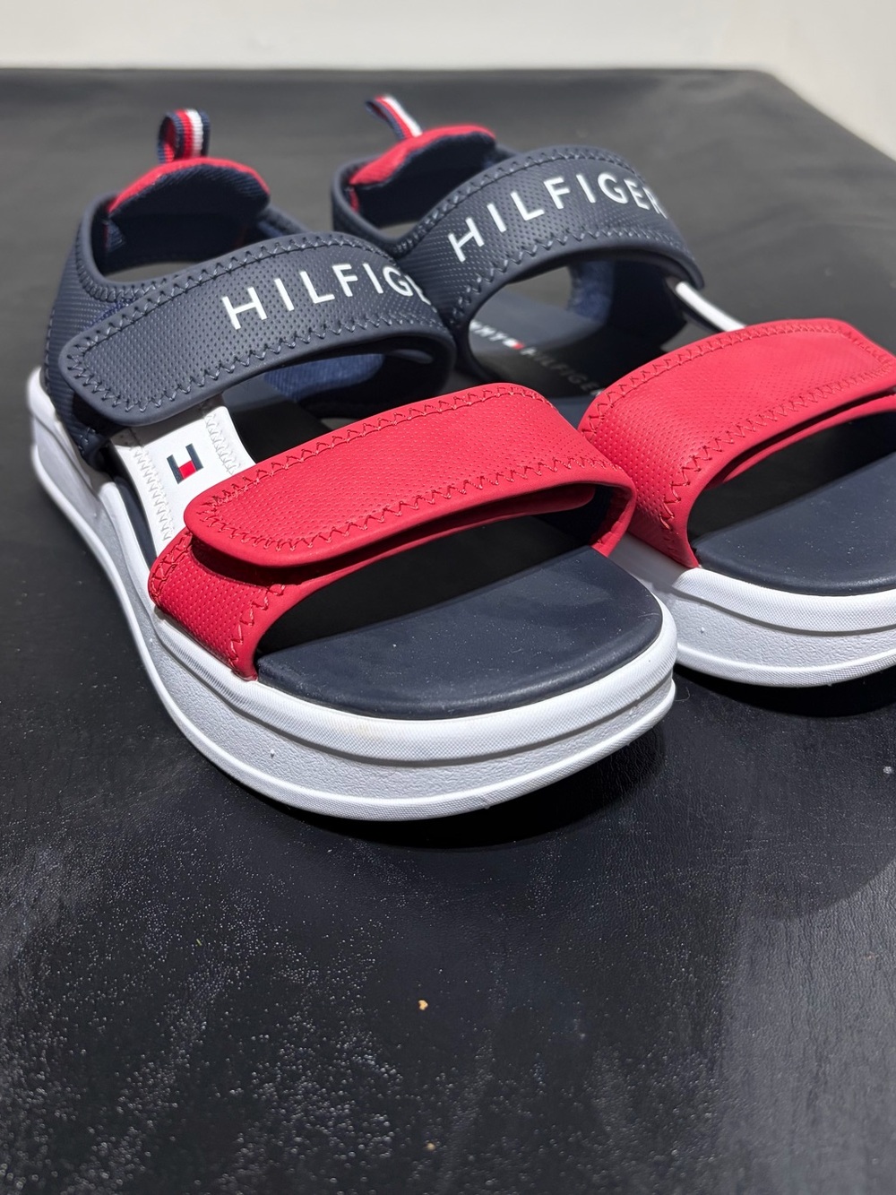 Tommy Hilfiger Navy and Red Kids' Velcro Sport Sandals